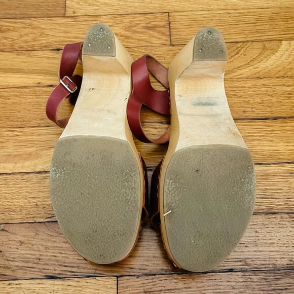 Swedish Hasbeen Merci Strap Clog Sandal In Bordeaux  Burgundy Size 38 Size 7.5 - Picture 7 of 7